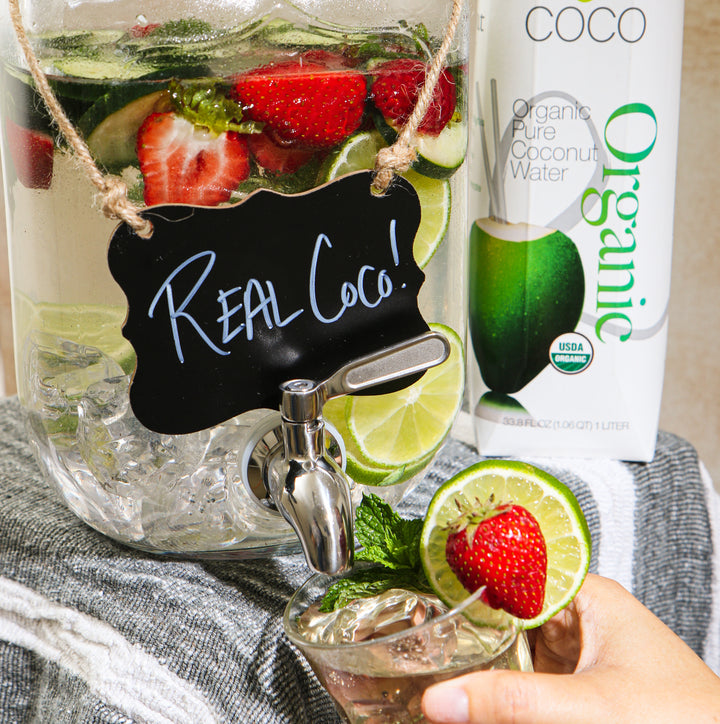 Strawberry, Cucumber, and Mint Infused Coconut Water