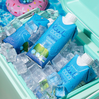 All Natural Coconut Water cartons in a cooler on ice