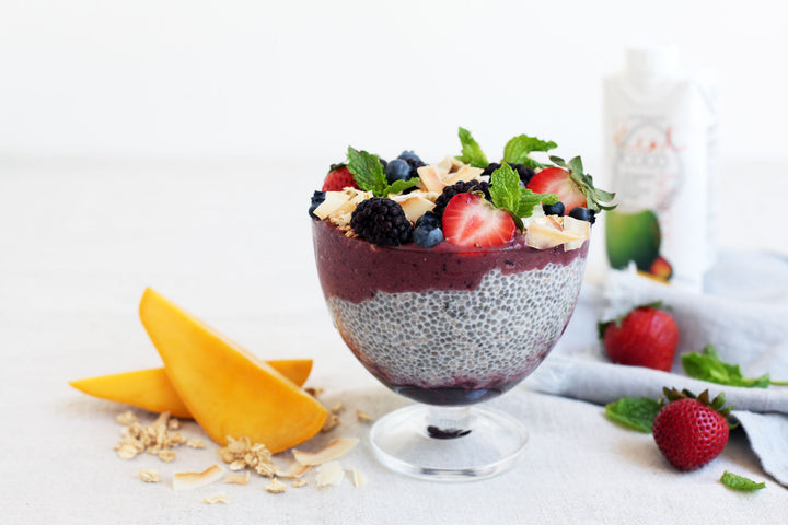 Acai-Chia Parfait layered with Berries