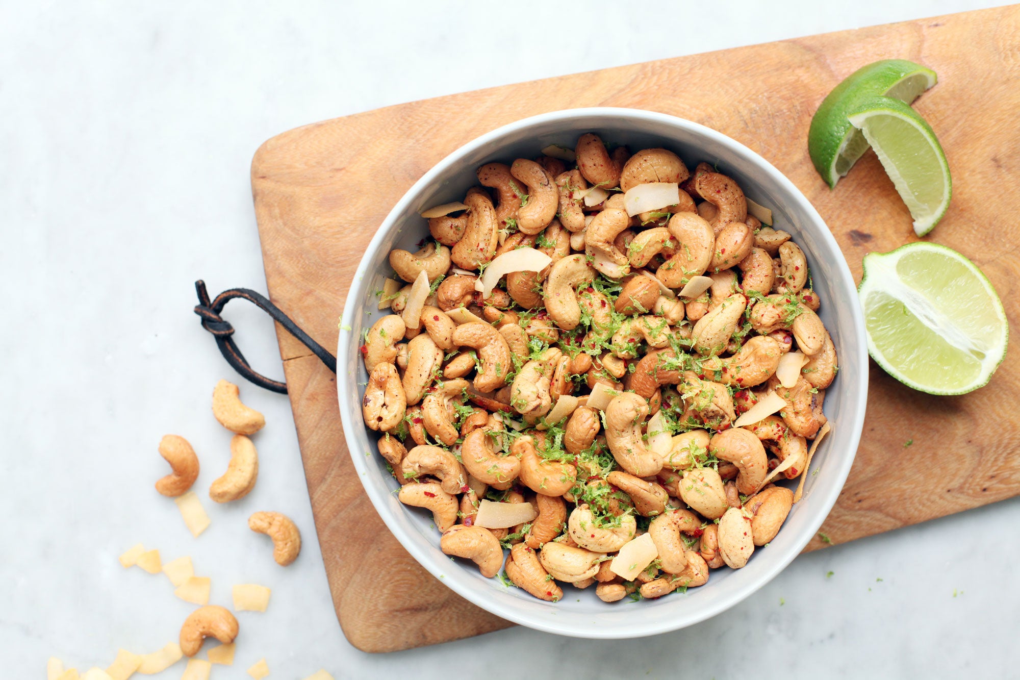 Spiced Lime Cashew Trail Mix with Coconut Chips