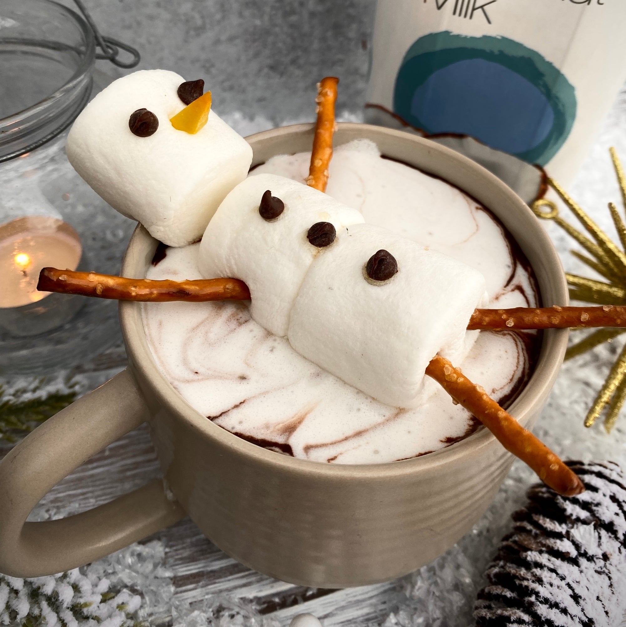 Chai-Spiced Snowman Hot Chocolate
