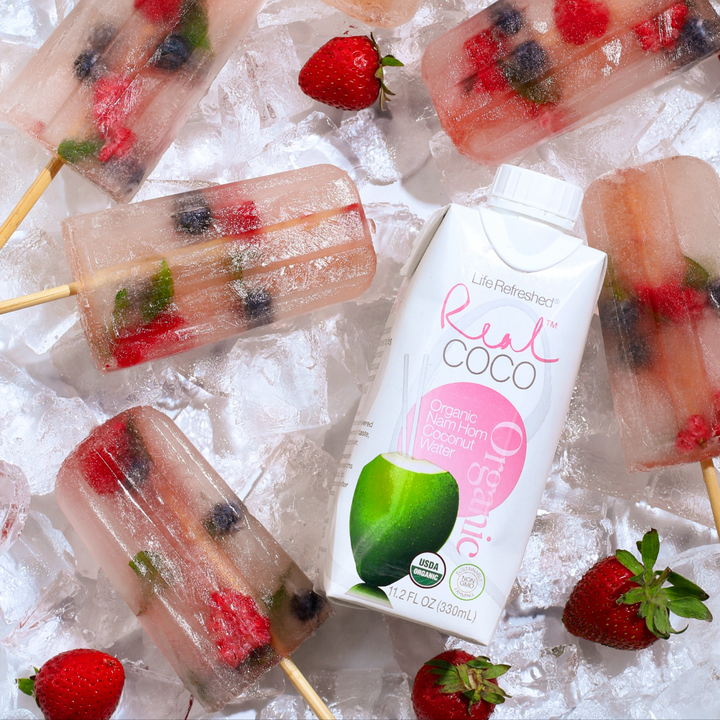 Berry Mojito Pink Coconut Popsicles