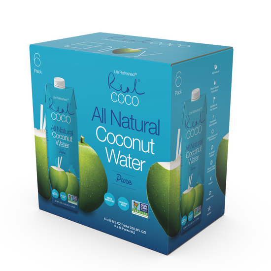 All Natural Pure Coconut Water 1L/6pk – Real Coco