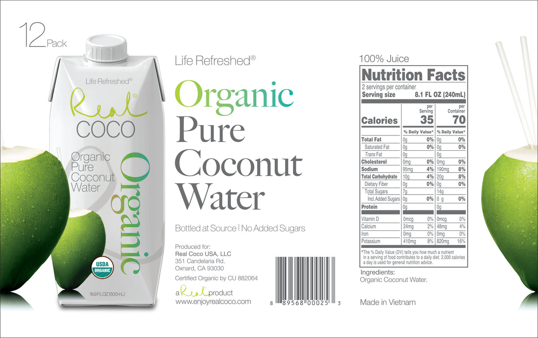 Organic Pure Coconut Water (500ML - 12 Pack)