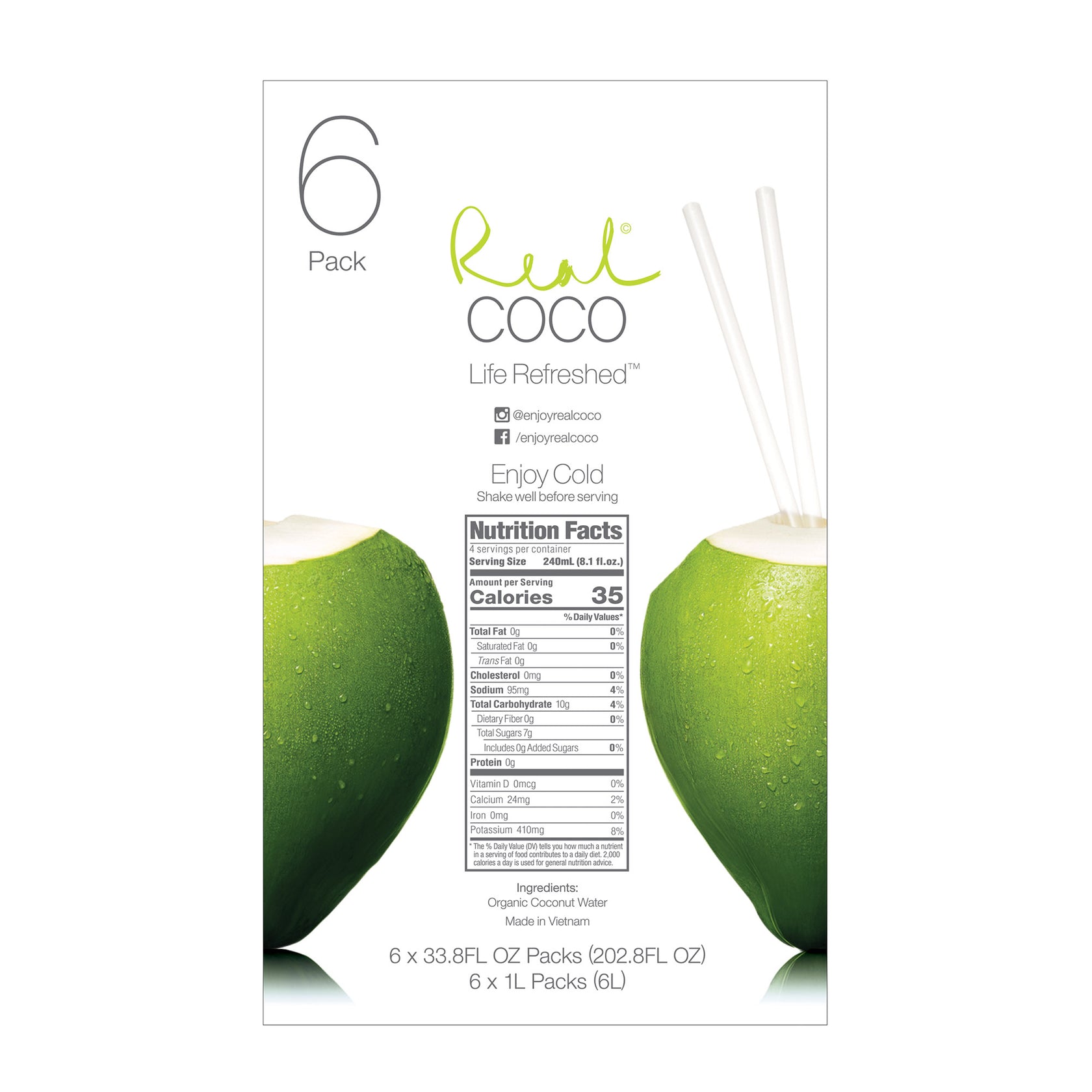 Organic Pure Coconut Water (1L - 6 Pack) – Life Refreshed Brands - Real ...